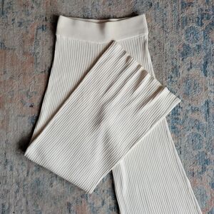 Aritzia Cream Ribbed Knit Pants
